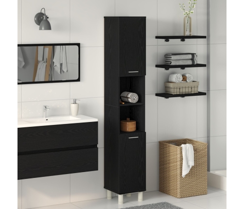 Gabinete de baño  Negro Roble 30x30x179 cm Madera