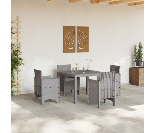 Juego de Comedor de Jardín de 5 Piezas con Cojines Gris Claro