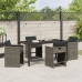Set de Comedor de Jardín  de 5 Piezas con Cojines Gris Ratán Poliéster