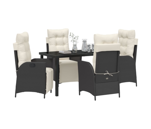 Juego de Comedor de Jardín de 5 Piezas Rattan Negro