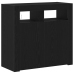 Sideboard  con luces LED en negro y roble, 80x35x75 cm, de madera