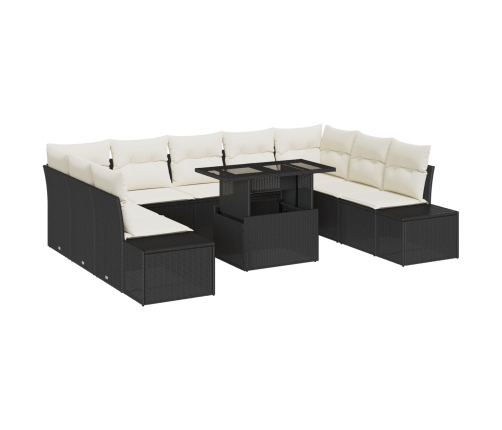 Conjunto de Sofá de Jardín  Conjunto de 10 Negro, Crema