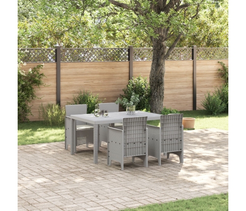 Juego de Comedor de Jardín de 5 Piezas con Cojines Rattan Gris Claro