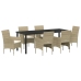 Conjunto de Comedor de Jardín de 7 Piezas  Beige Ratán Polimérico