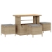 Juego de Comedor de Jardín de 4 Piezas con Cojines Beige Ratán Sintético Acacia