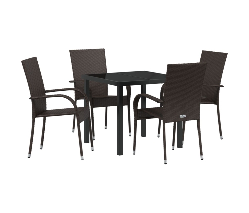 Conjunto de Comedor de Jardín de 5 Piezas Marrón Poliratán