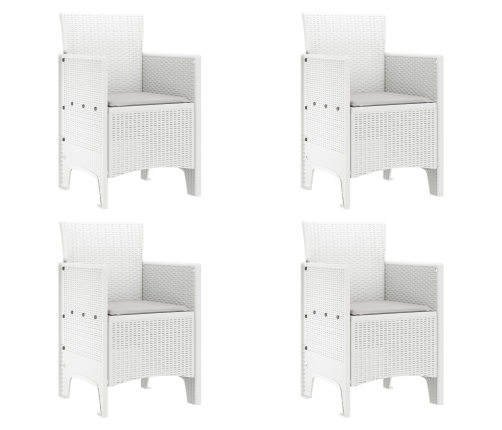 Conjunto de Comedor de Jardín de 5 Piezas con Cojines Blanco Rattan Sintético