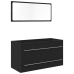 Mueble de lavabo con espejo de roble negro 90x45x1,5 cm de madera elaborada