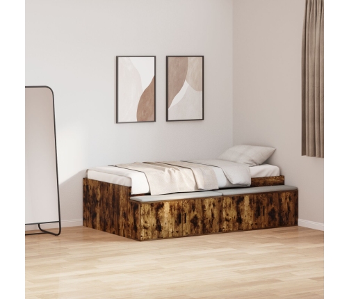 Cama con Almacenamiento  Roble Ahumado 100x200 cm