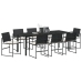 Conjunto de Comedor de Jardín  de 9 Piezas con Cojines Negro Poliratán