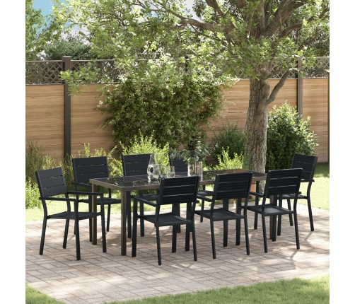 Juego de Comedor de Jardín de 9 Piezas HDPE Negro