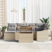 Conjunto de Comedor para Jardín de 7 Piezas con Cojines Beige Poliratán Acacia