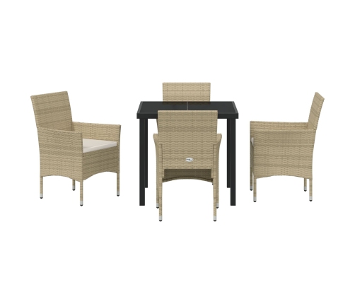 Juego de Comedor de Jardín  de 5 Piezas Beige Ratán Poliratán