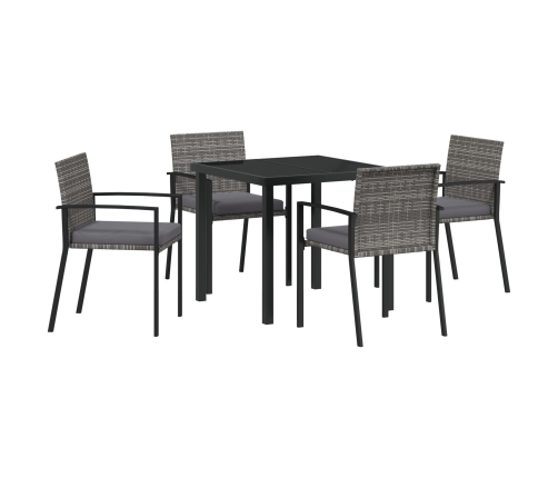 Juego de Comedor de Jardín de 5 Piezas Gris Poliratán