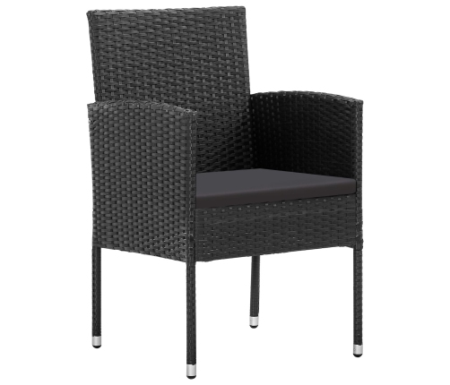 Juego de Comedor de Jardín de 9 Piezas  con Cojines de Ratán Negro