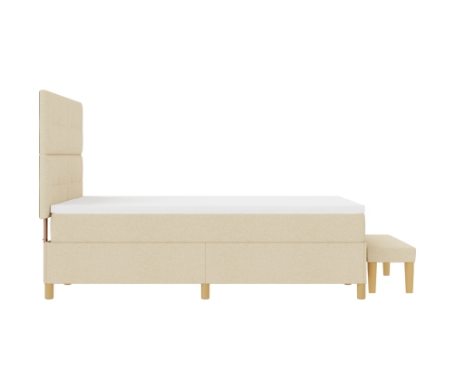 Cama con somier  y colchón & banco Crema 160x200 cm Tela