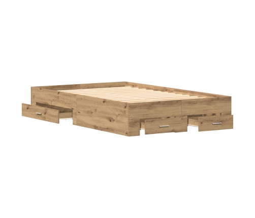Estructura de Cama  con Cajones de Roble Artesanal 120x200 cm de Madera Elaborada