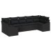 Conjunto de Sofá de Jardín  Set de 7 Negro Ratán y Poliéster