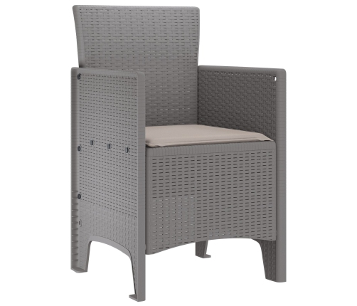 Silla de Jardín  Juego de 4 Gris claro, cojines taupe