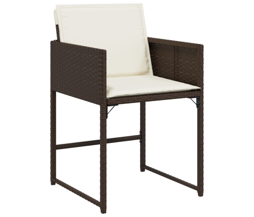 Set de Comedor de Jardín de 5 Piezas con Cojines Marrón Ratán Polímero