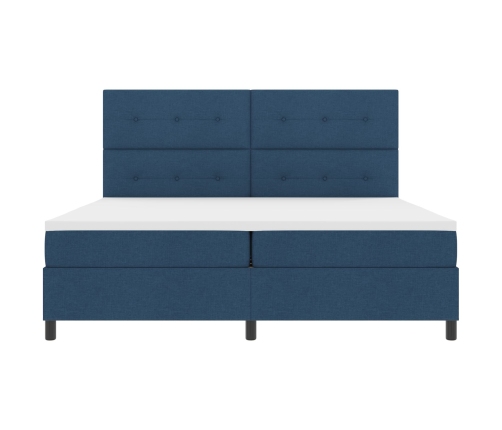 Cama con Base  Azul 200x200 cm Tela
