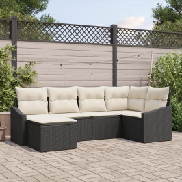 Set de comedor de jardín  Conjunto de 6 Beige, Negro