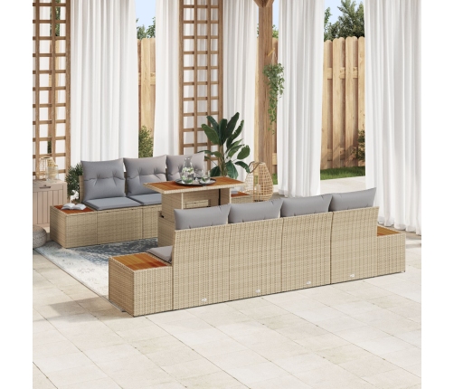 Conjunto de Sofás de Jardín  Juego de 8 Beige Ratán