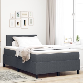 Cama con Box Spring  con Colchón Gris Oscuro 120x200 cm Tela de Corduroy
