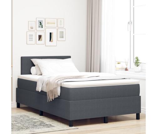 Cama con Box Spring  con Colchón Gris Oscuro 120x200 cm Tela de Corduroy