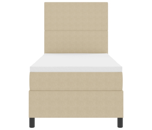 Cama con Box Spring  con Colchón Verde Claro Gris 100x200 cm Tela de Pana
