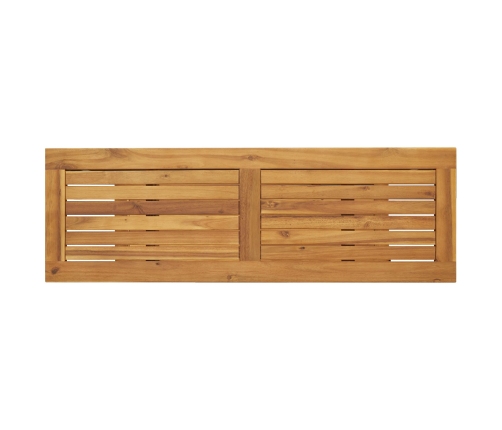 Mesa de Exterior  Natural y Negra 35x110x75 cm de Madera Sólida y Acero