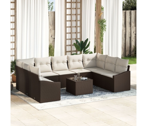 Conjunto de Sofá de Jardín  Set de 10 Marfil Ratán Sintético
