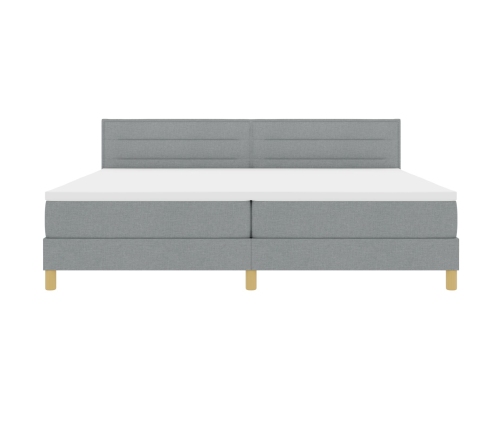 Cama con Base  con Colchón y Luz LED Gris Claro 200x200 cm Tela