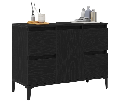 Gabinete para lavabo de baño  negro roble 80x33x60 cm de madera
