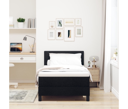 Estructura de Cama  con Colchón Negro y Blanco Tela 90 x 200 cm