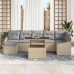 Conjunto de Sofá de Jardín de 8 Piezas con Cojines Beige de Rattan PE