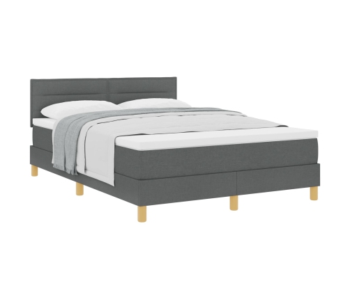 Cama Box Spring  con colchón gris oscuro 160x200 cm tela
