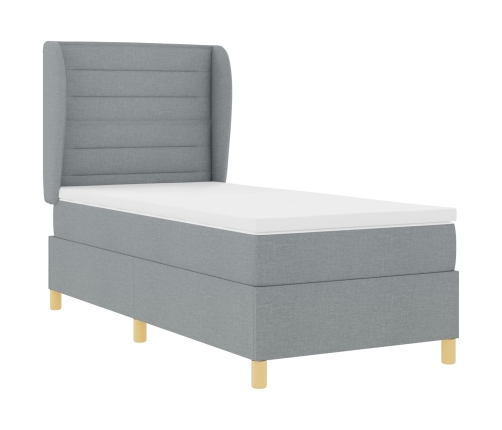 Cama con sommier y colchón  en gris claro, 100x200 cm, tela