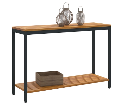 Mesa de Exterior  Natural y Negra 35x110x75 cm de Madera Sólida y Acero