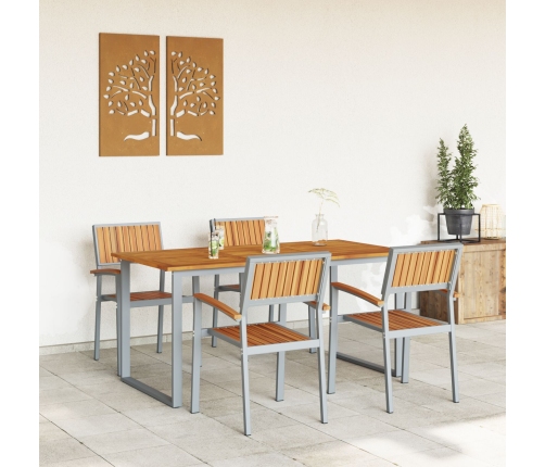 Conjunto de Comedor de Jardín  5 Piezas Tono Gris y Madera