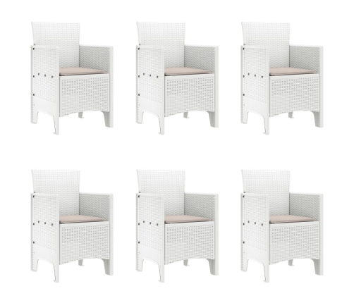 Comedor Jardín 7 Piezas con Cojines Blanco Poliratán