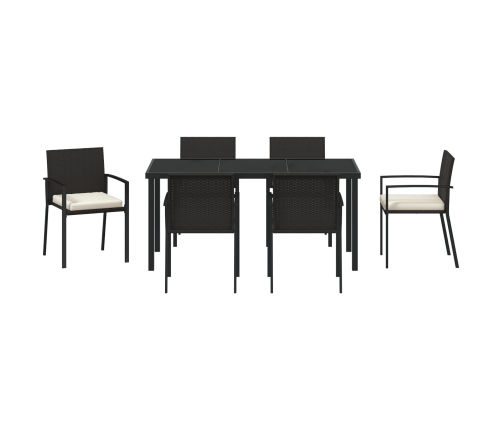 Conjunto de Comedor de Jardín de 7 Piezas Poliratán Negro