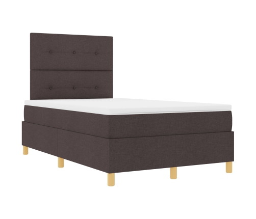 Estructura de Cama con Colchón Marrón oscuro Tela 120 x 200 cm