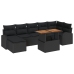 Juego de Comedor de Jardín de 8 Piezas con Cojines Negro Poly Ratán Acacia