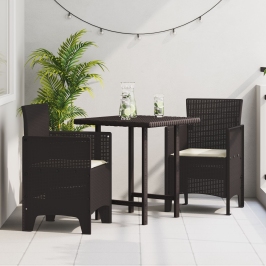 Sillas de jardín con cojines 2 pcs Marrón Poliratán