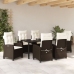Set de Comedor de Jardín  de 7 Piezas con Cojines Marrón Ratán Poliéster