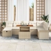 Conjunto de 9 Piezas de Sofás de Jardín con Cojines Beige Poliratán