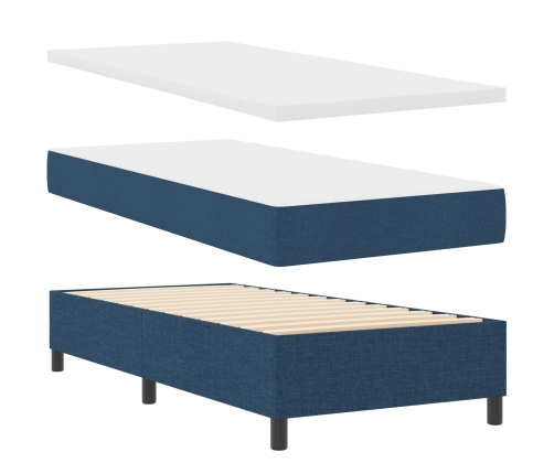 Cama Box Spring  con Colchón Azul 100x200 cm Tela