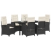 Set de comedor de jardín  7 piezas con cojines - Ratán negro