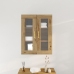 Armario de pared de  con puertas de vidrio roble artesanal 69,5x34x90 cm